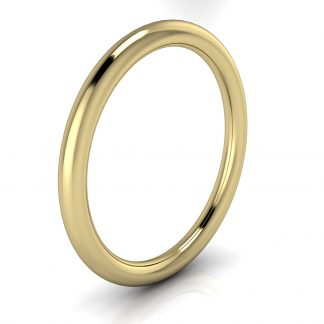 9ct Yellow Gold 2mm Halo Plain Unisex Wedding Ring