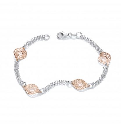 925 Sterling Silver Filigree with Rose Gold Segments
