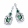 925 Sterling Silver Emerald Tear Drop Earrings