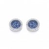 926 Sterling Silver Flat Round Blue Stone Studs