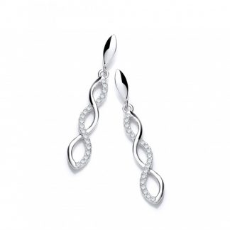 925 Sterling Silver Cubic Zirconia Twist Shape Drop Earring