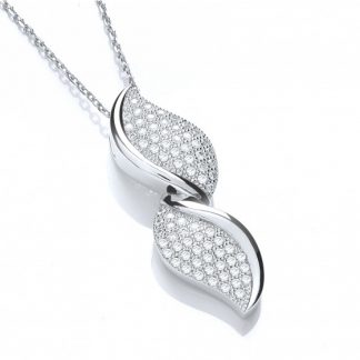 925 Sterling Silver Double Leaf Shaped Pendant