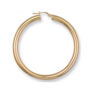 9ct Yellow Gold 48mm Round Tube Hoops Earrings