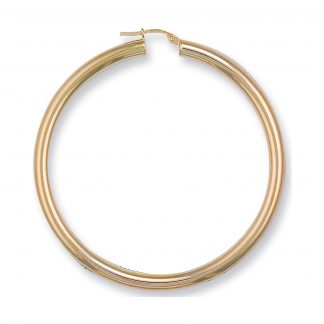 9ct Yellow Gold 58mm Round Tube Hoops Earrings