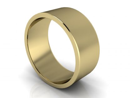 18ct Yellow Gold 8mm Flat Plain Unisex Wedding Ring