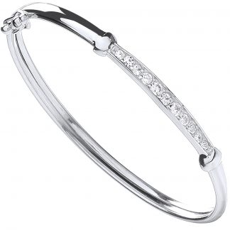 Sterling Silver 925 Baby straight top cubic zirconia Bangle