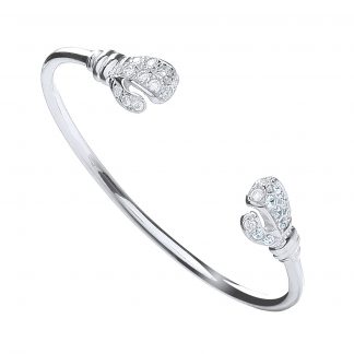 Sterling Silver 925 Baby cubic zirconia Boxing Glove Bangle
