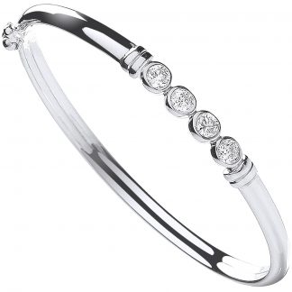 Sterling Silver 925 Baby 4 stone cubic zirconia Bangle