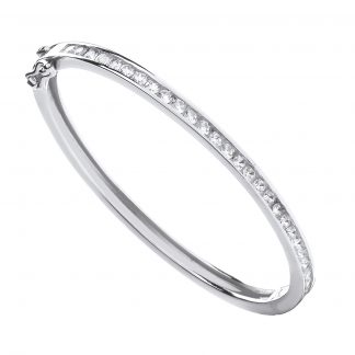 Sterling Silver 925 Channel Set CZs Baby Bangle