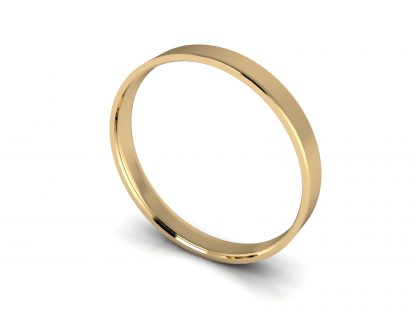 18ct Yellow Gold 2.5mm Flat Court Plain Unisex Wedding Ring