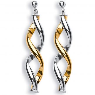 9ct Yellow & White Gold Fancy Twisted Drop Earrings