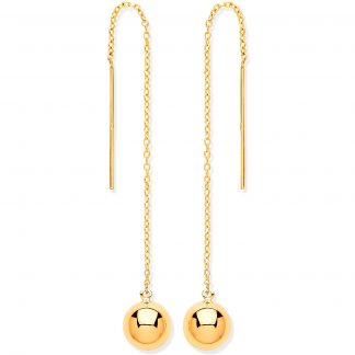 9ct Yellow Gold Ball Chain Threader Earrings