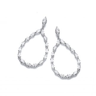 Pear Shape Drop with Marquise Cubic Zircnonia Silver Earrings