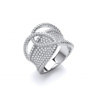 Micro Pave Cubic Zirconia Interlocking Top 925 Sterling Silver Ring