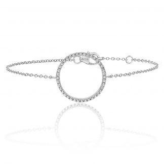 Sterling Silver 925 Fine Open Circle Cubic Zirconia Bracelet