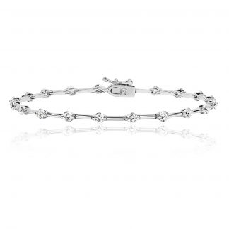 Sterling Silver 925 3Mm Round Cubic Zirconia And Knife Wire Line Bracelet