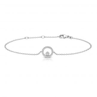 Sterling Silver 925 Cubic Zirconia Halo With Single Bubble  Bracelet