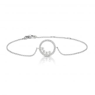 Sterling Silver 925 Cubic Zirconia Bubbles Within Round Halo Cubic Zirconia  Bracelet