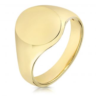 9Ct Yellow Gold 14X12 Mm Ultra Light Weight Oval Signet Ring